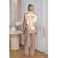thumbnail image 4 of DAKIMOE Sleepwear Womens Silky Satin Pajamas Set Long Sleeve Nightwear Loungewear, Champagne, XXL, 4 of 8