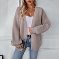 thumbnail image 4 of MeetoTime Women's Front Open Sweater Fall Loose Long Sleeve V-Neck Mid-Length Knit Cardigan Outwear, 4 of 5