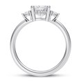 thumbnail image 3 of Golden Jewel 2.4 Ct Cushion Cut Moissanite Ring - 14K White Gold Plated Setting - Three-Stone Hidden Halo Design - Wedding Rings for Women - Perfect for Anniversary and Celebrations, 3 of 3