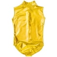 thumbnail image 3 of YONGHS Women's Shiny Metallic Gymnastics Leotard Bodysuit Zipper One Piece Swimsuit Gold S, 3 of 5