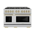 thumbnail image 2 of ZLINE Autograph Edition 48 in. 6.7 cu. ft. Double Oven Gas Range with 8 Burner Cooktop in DuraSnow Stainless Steel and Champagne Bronze Accents (HGRSZ-48-CB), 2 of 2
