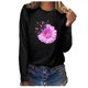 thumbnail image 1 of Camiseta de manga larga con cuello redondo suelta para mujer con estampado de cáncer de mama Pompotops  gfhjh1529, 1 of 3