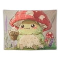 thumbnail image 5 of Shiartex  Kawaii Frog Mushroom Tapestry pink cute room decor Aesthetic Wall Hanging Tapestry room decor for teen girl's Bedroom Funny Living Room Home Decor 40x60inch, 5 of 6