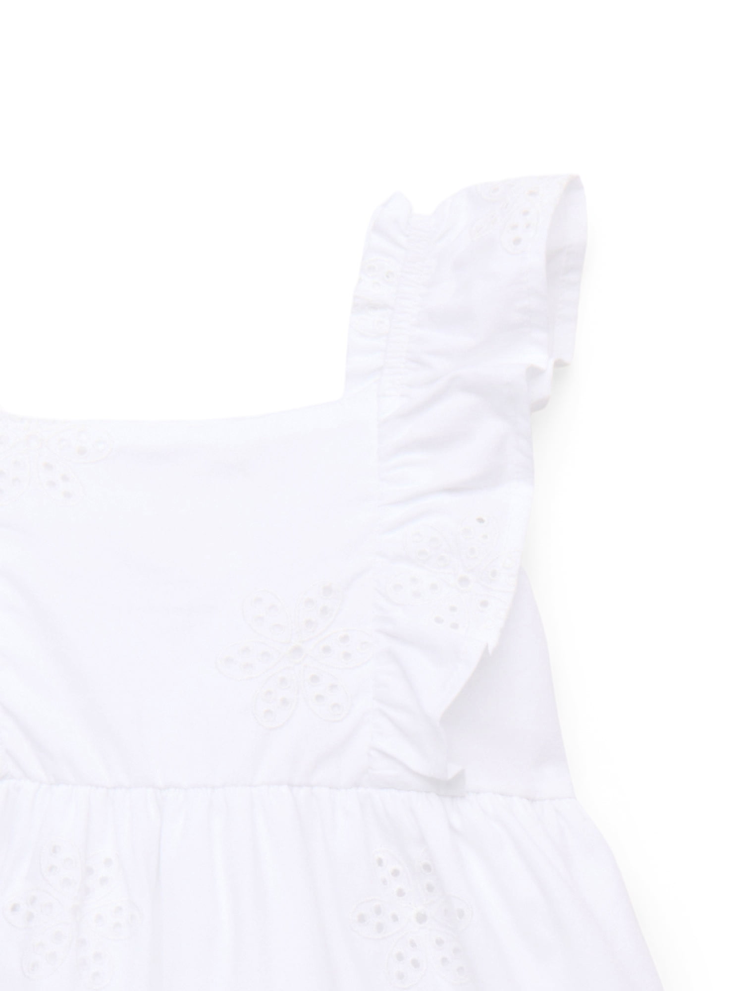 Wonder Nation Toddler Girls' Cotton Eyelet Dress with Flutter Sleeves, Sizes 12M-5T
