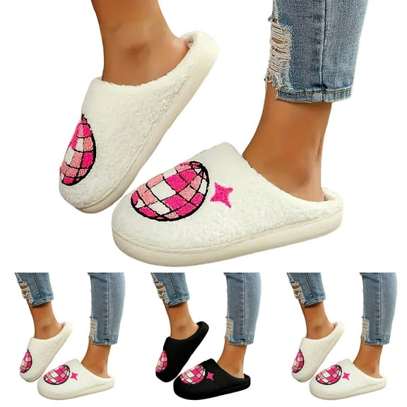 Pandaie Slippers for Women Men Cozy Non Slip Furry Plush House Shoes Cute Winter Warm Indoor Outdoor Slippers Black 6