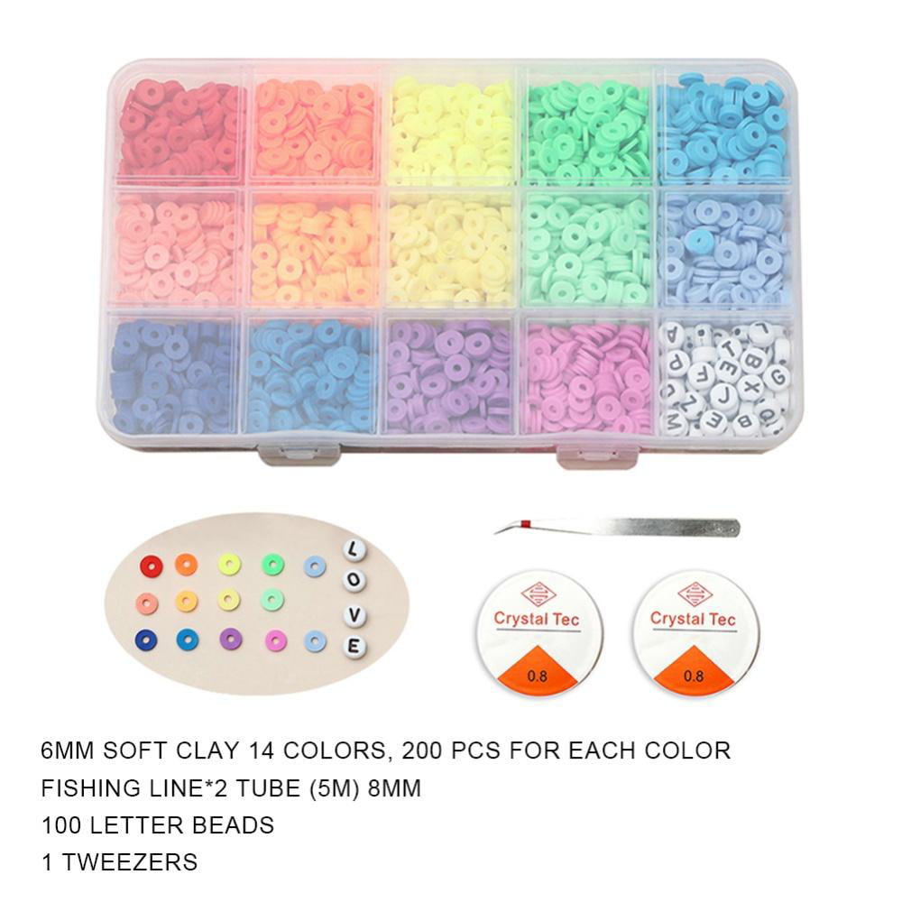 5580Pcs Polymer Clay Spacer Beads Flat Round Heishi Beads Handmade Colorful Beads Set for DIY Beads Earring Necklace Bracelet Craft Making with Pendant and Jump Rings for Kids Adults