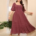 thumbnail image 4 of Casual Dresses for Women Solid Color Plus Size Crewneck Short Sleeve Swing Dress Ladies Soft Beach Summer Dresses, 4 of 8