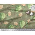 thumbnail image 3 of Soimoi Green Georgette Viscose Fabric Amber Flush,Bicycle & Hot Air Balloon Holiday Fabric Prints By Yard 42 Inch Wide, 3 of 3