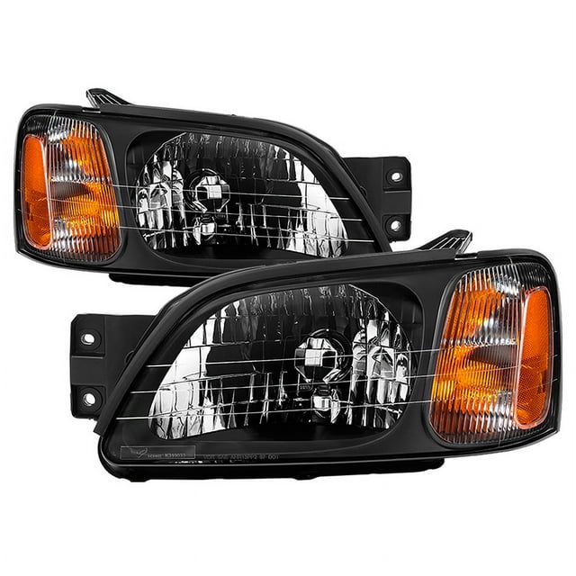 Xtune Headlight Assembly 9035739 Bulb Not Included; Standard Beam; Clear/Amber Lens; Black Housing; Set Of 2