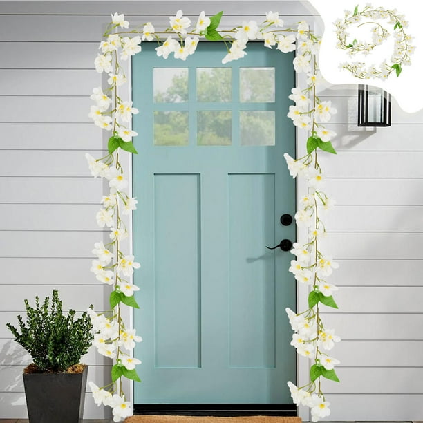 Simulation Of Spring Flowers Wall Hanging Living Room Wall Fake Flowers Decorative Indoor Hanging Orchid Vines Hanging Rattan Green Plants Vines