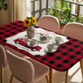 thumbnail image 3 of Valentine's Day Table Cloths for 3 Foot Rectangle Tables, Floral Love Heart Romantic Roses Plaid Patio Waterproof Elastic Fitted Tablecloths, Washable Rectangular Table Cover for Camping, 3 of 8