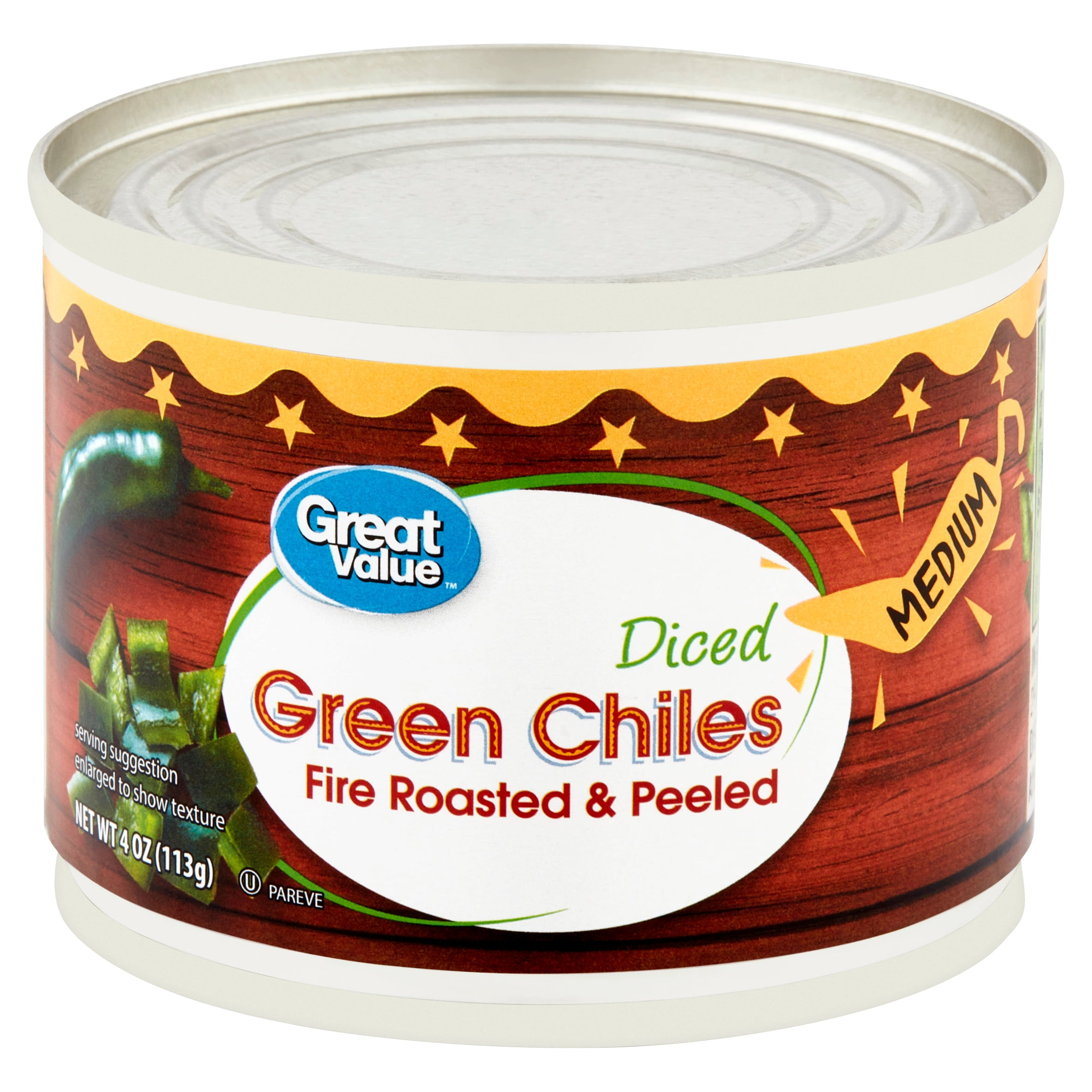 Great Value Medium Diced Green Chiles, 4 oz