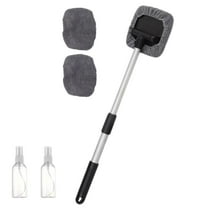 Expandable Magnetic Car Window Cleaner with Reusable Microfiber Pads & Spray Bottles | Interior/Exterior Glass Cleaner Tool | 3 Cleaning Brushes, 6 Cloths, 3 Bottles