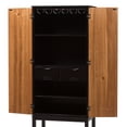 thumbnail image 5 of Baxton Studio Marya Mid-Century Modern Dark Brown And Walnut Two-Tone Solid Rubberwood MDF Veneered Wine Cabinet, 5 of 9