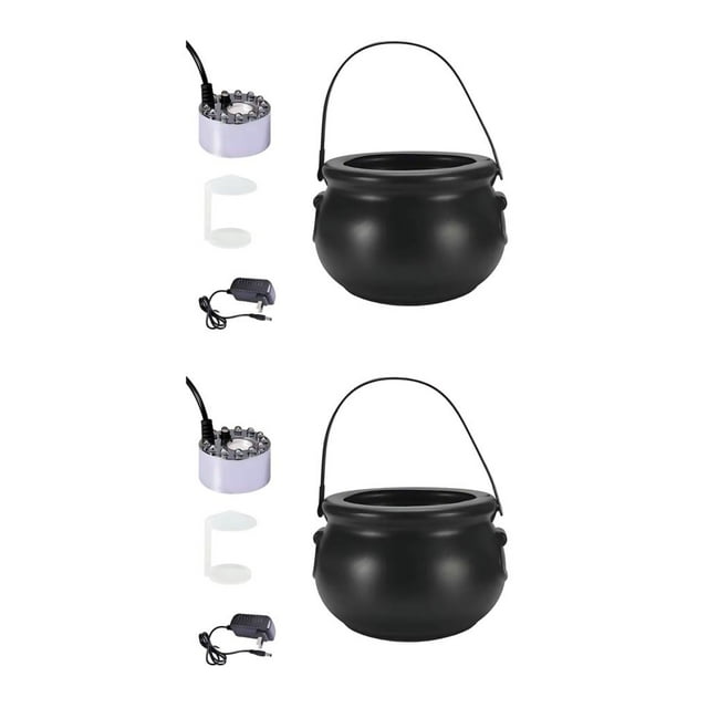 stanreset Halloween Witch Cauldrons Fog Maker Spooky Mist Effect Wide Application Safe To Festive Decorations silver US Plug 2Set