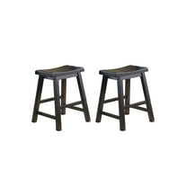 OakvillePark Gering Wood Saddle Seat Dining Height Stool (Set of 2), 18", Black
