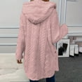 thumbnail image 5 of HAiming Women Fleece Jacket Open Front Hooded Cardigan Coat Winter Warm Casual Button down Long Sleeve Shacket Outwear, 5 of 9