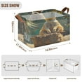 thumbnail image 4 of BZSMCE Collapsible Fabric Cube Storage Bins Meerkat Sitting on Wooden Design Pattern Storage Box, 4 of 8