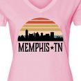 thumbnail image 4 of Inktastic Memphis Tennessee Skyline Retro Sunset Women's V-Neck T-Shirt, 4 of 5