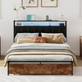 thumbnail image 2 of VanAcc Full Bed Frame with 2 Storage Drawers, LED Lights, Rustic Brown, 2 of 7
