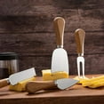 thumbnail image 3 of Cuchillos para queso,Juego de herramientas de cuchillos de queso mango de madera cocina,Juego de mango de queso Juego de cubiertos de cuchillos de queso,Cortadores de queso de acero inoxidable, 3 of 8