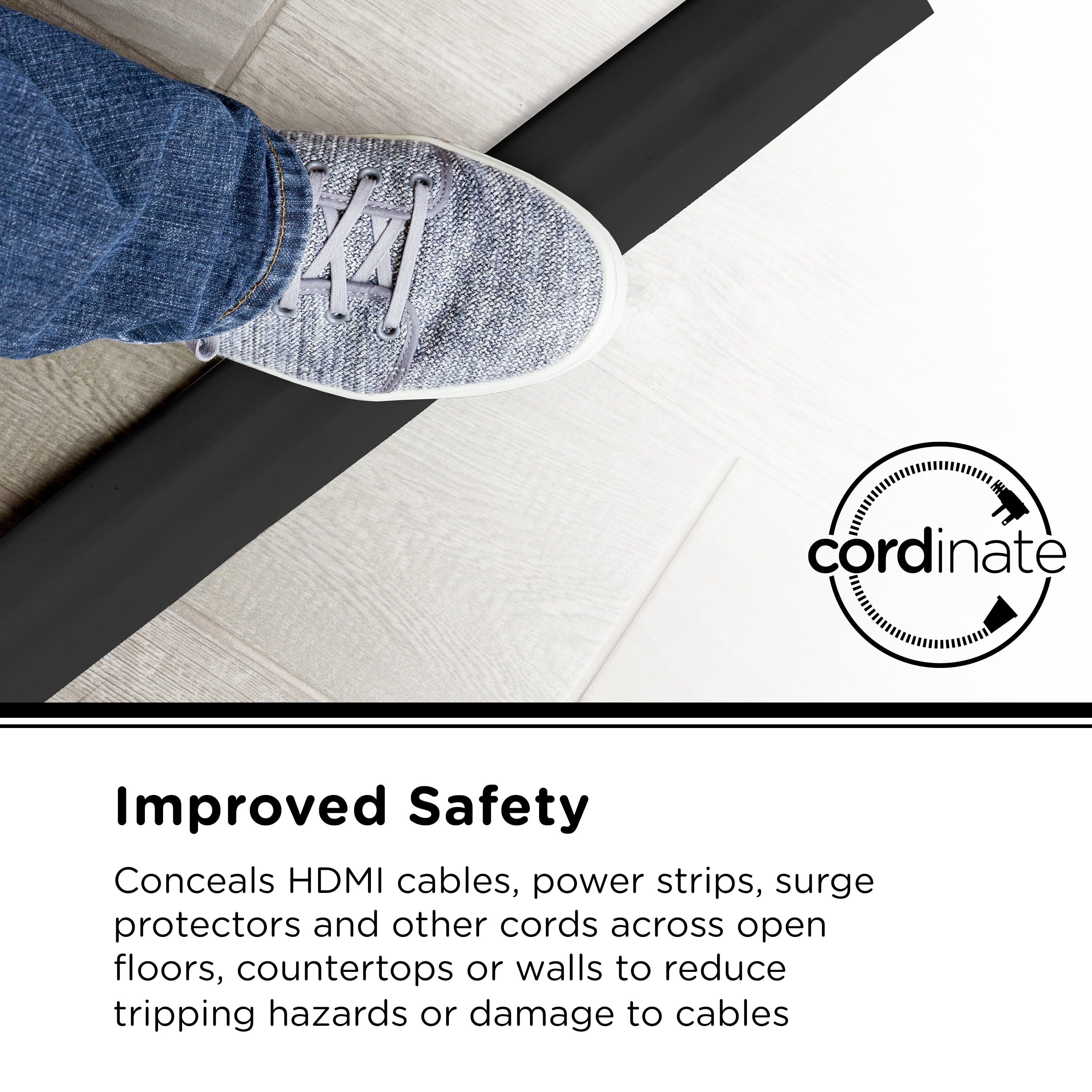 Kable Kontrol wc314 PVC Floor Cord Cover Kit - 6' Long - Black