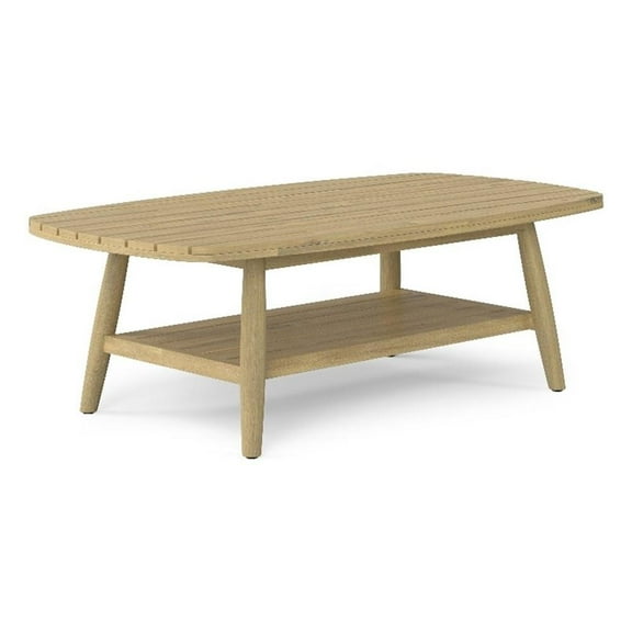 Afuera Living  43 inch Wide Contemporary Outdoor Coffee Table in Light Teak