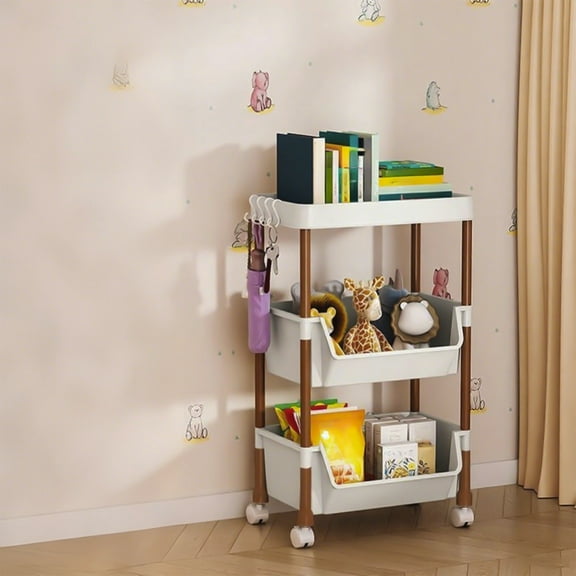 Btomtd Multi Layer Storage Cart with Wheels, Mobile Rack for Easy Assembly, Organizer Shelving Unit for Living Room Bedroom Kitchen Restroom 13"W x 9"D x 27"H, 3-Tier, B