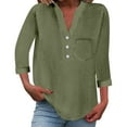 thumbnail image 2 of WCJM Long Sleeve Christian T Shirt Womens Women's Long Sleeve T-Shirt Loose Button Shirt Top Stand Solid Color Sleeve Collar Casual Women's Shirt Women's Shirt, 2 of 7