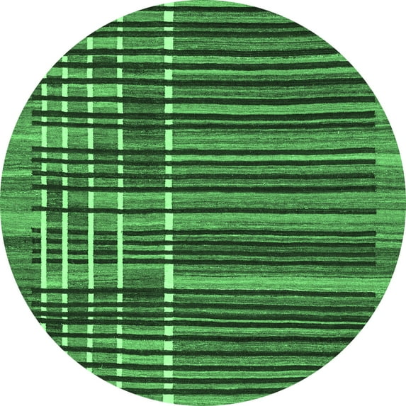Ahgly Company Indoor Round Abstract Emerald Green Modern Area Rugs, 8' Round