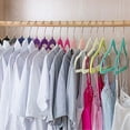 thumbnail image 5 of VECELO 100 Pack Velvet Non-Slip Heavy Duty Adult Hangers with 360° Swivel Hook, Ultra-Thin Space Saving Clothes Organizer for Coats Shirts Dresses Closet Storage-Pink, 5 of 10