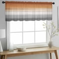 thumbnail image 2 of Orange Gray Valance Curtains for Kitchen/Living Room/Bathroom/Bedroom Window, Rod Pocket Small Topper Half Short Window Curtains Voile Sheer Scarf, Farmhouse Retro Gradient Wooden Grain 42"x18", 2 of 8