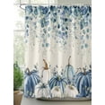 thumbnail image 2 of Fall Shower Curtain Blue Pumpkin Shower Curtains for Bathroom Thanksgiving Decor, Waterproof Polyester Shower Curtain Set with Hooks, Standard Size 66" x 72" Eucalyptus Leaves Linen, 2 of 6