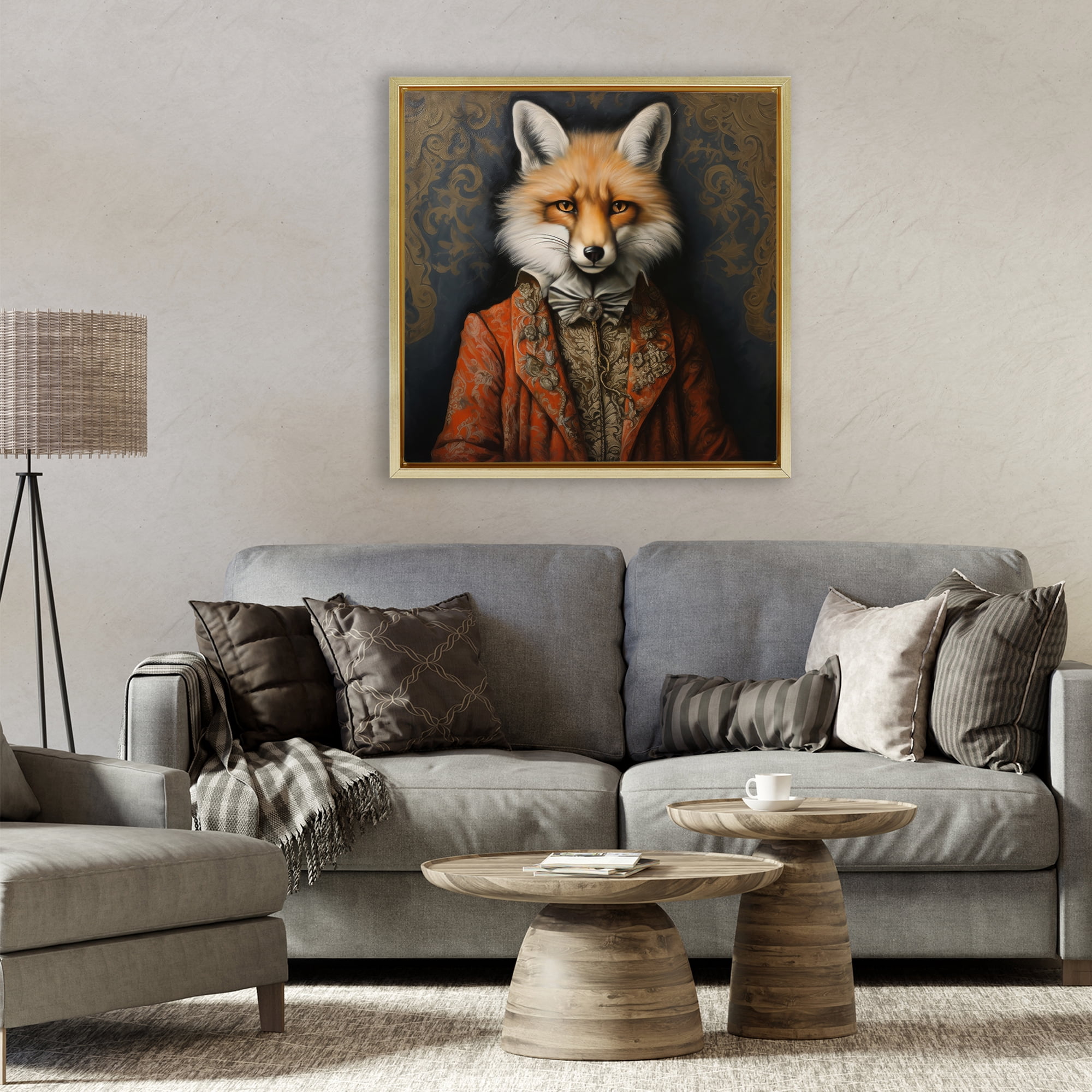 Stupell Industries Mystical Metamorphosis Fox Gold Framed Floater Canvas Wall Art, design by Lazar Studio