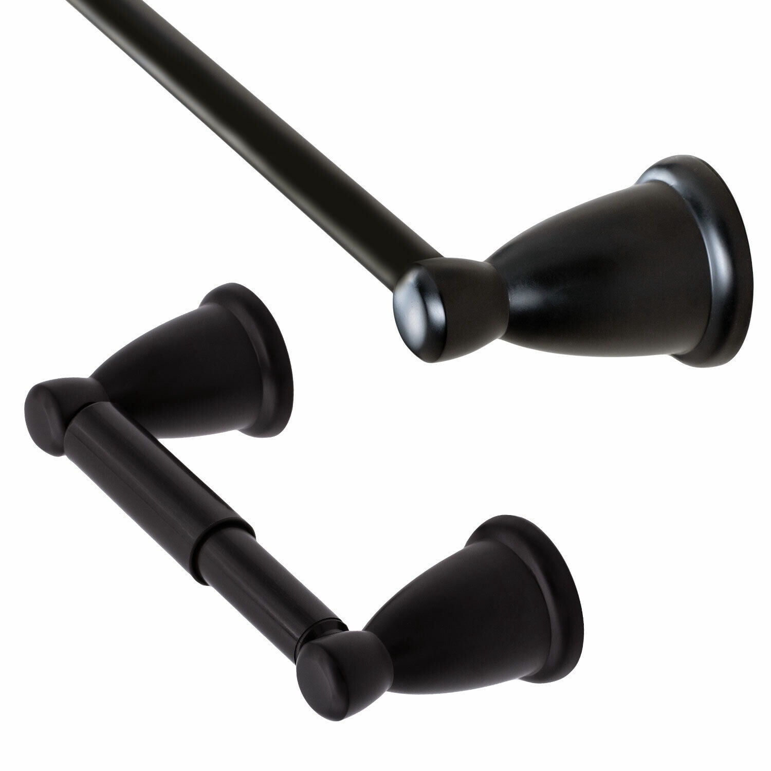 2Piece Bath Hardware Set 24" Towel Bar and Toilet Paper Holder, Black