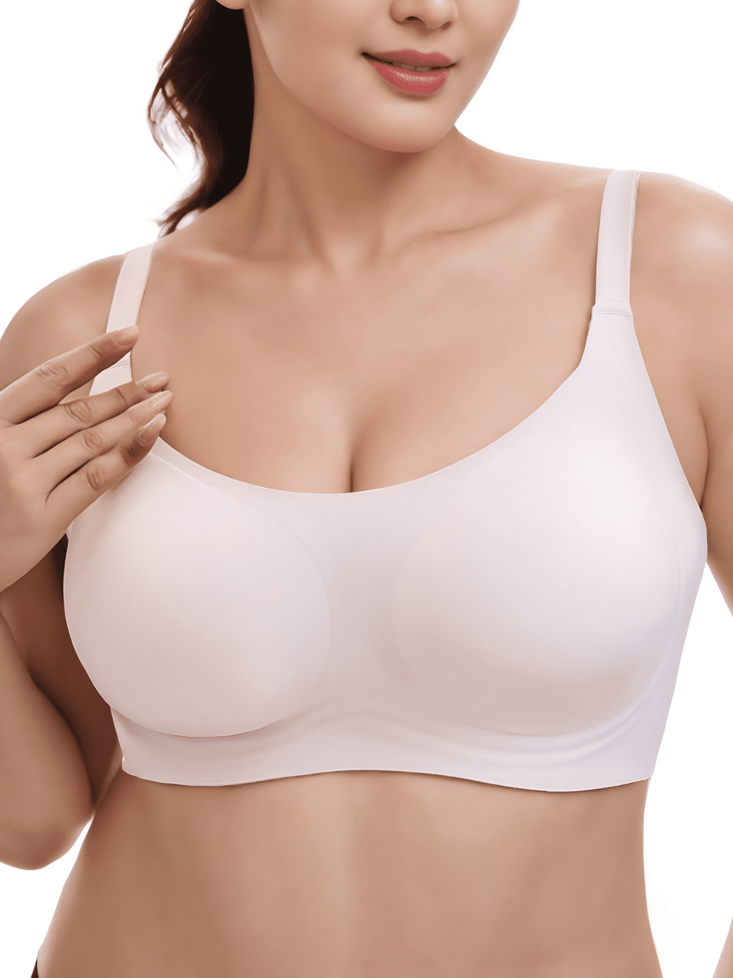YOURISS Seamless Plus Size Bra Wireless Full Coverage Support Bra Beige 2XL Comfort Everyday T-Shirt Bra Gift for Mother’s Day Christmas
