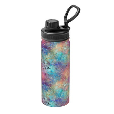 

Goofa blue pink colorful cracked texture Print 18oz Sports Insulated Kettle With Straw Water Bottle Sports Water Bottle For Running Hiking Cycling Climbing Mans Womans