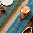 thumbnail image 4 of Table Runners 48 Inches Long, Teal Brown Blue Wooden Cotton Linen Kitchen Dining Coffee Table Runner for Party Home Decor, Farmhouse Vertical Striped Art Tabletop Dresser Scarves Runner 13x48 Inch, 4 of 9