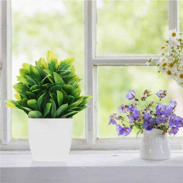 Moluckfu 4Ud Planta Decorativa Artificial En Maceta Para Escritorio Y Espacios Interiores