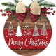 thumbnail image 2 of Letrero de madera para puerta de entrada con diseño de árbol de Navidad, colgador de puerta para exteriores, decoración de porche, corona rústica de madera con lazo a cuadros, colgante de pared de fru, 2 of 6