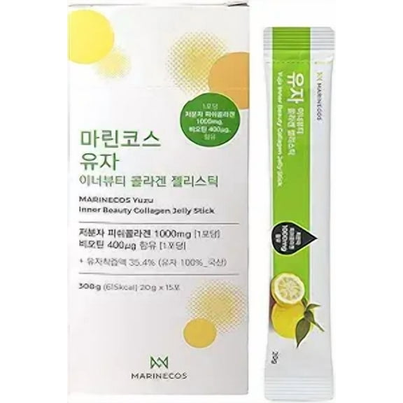 Yuzu Collagen Jelly Stick ㅣ Korean Citrus Beauty Supplement ㅣ Marine Collagen Peptide 3000mg ㅣ Skin Vitality & Hydration ㅣ No Sugar Added ㅣ Portable Stick Type