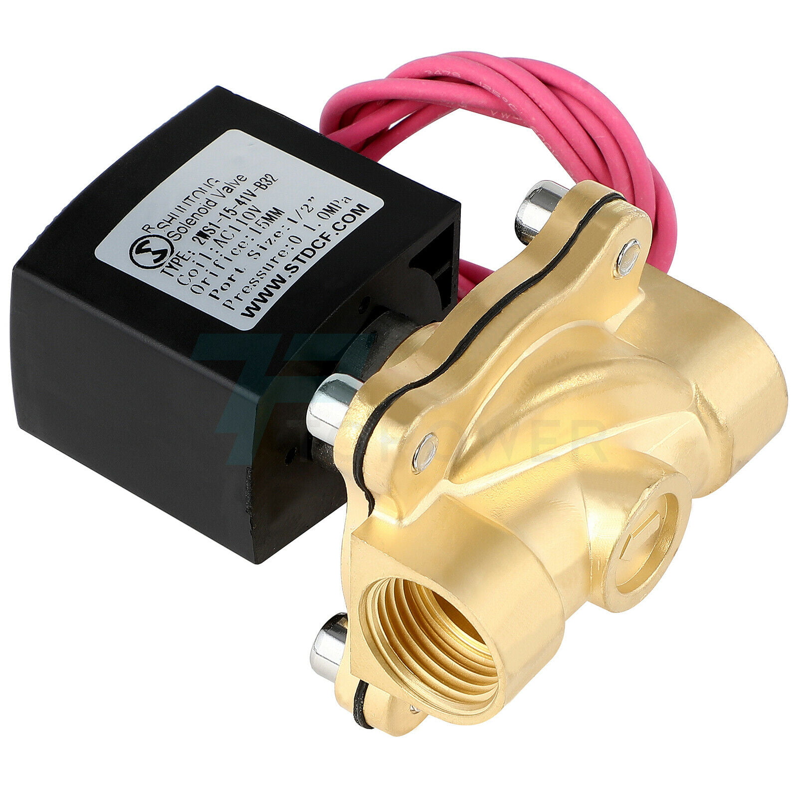 1/2" Half Inch Brass Water Low Power Consumption Electric Solenoid Valve 110V AC 