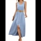 thumbnail image 1 of Vestidos de Verano para Mujer 2025, Sin Mangas, Abotonados, Cintura Baja, Informales, Corte A, Vestido Midi, Vestido de Verano, Azul , Talla M, 1 of 7