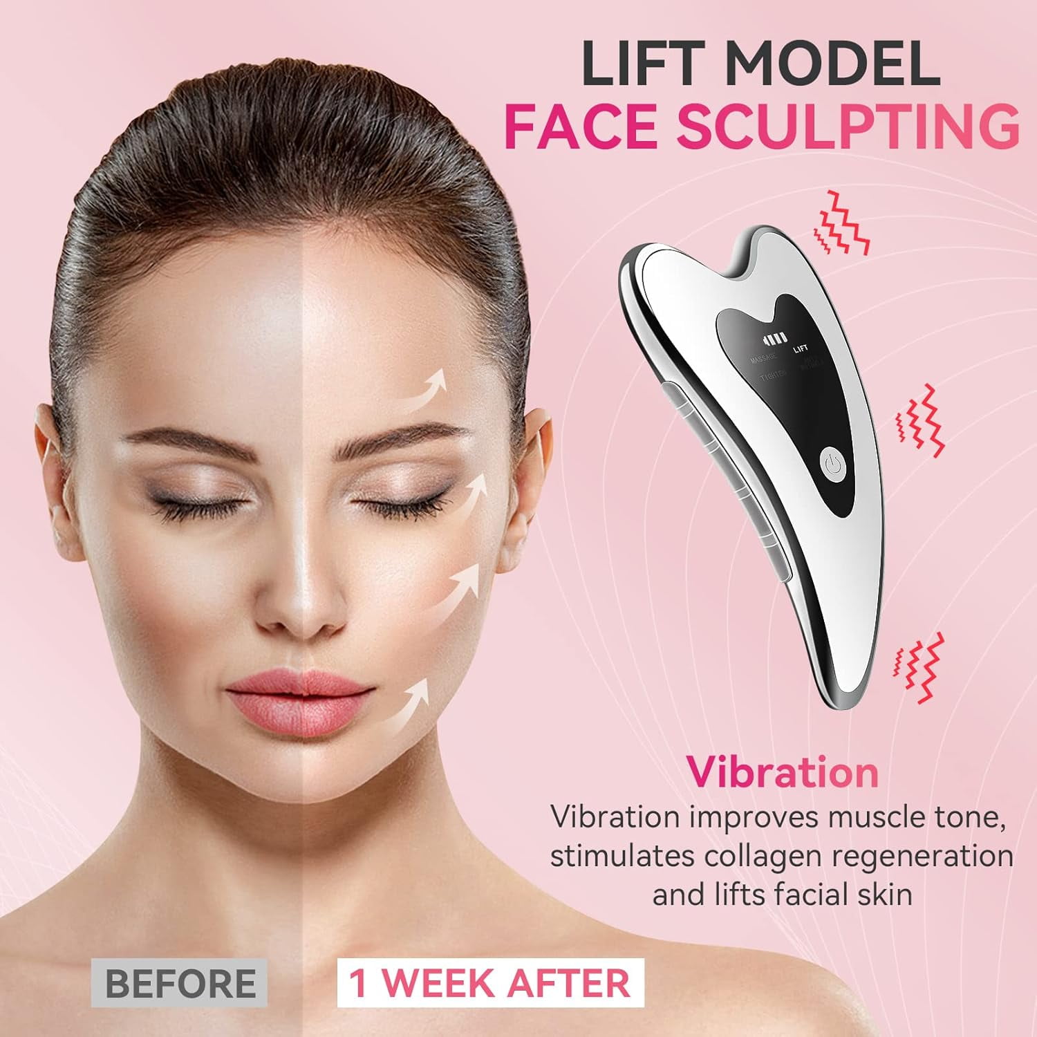2025  3-in-1 Electric Gua Sha Massager - Heated & Vibrating Face Sculptor with Red Light Therapy for Anti-Aging