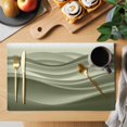 thumbnail image 2 of Sage Green Striped Placemats Set of 8, Modern Abstract Art Wave Moire Gradient Placemats for Dining Table, Place Mats for Kitchen Tabletop, Waterproof Wipeable Dining Table Mats Set, 2 of 9