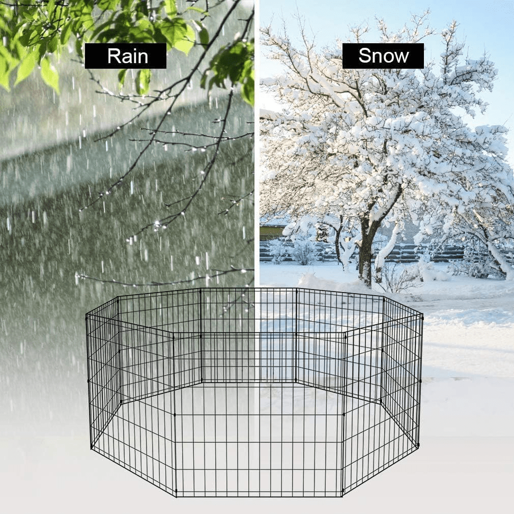BORGEBY 24" Dog Pen Playpen, 8-Panel Portable Metal Exercise Pen for Small Pet, Indoor Outdoor  Folding Pet Fence Black