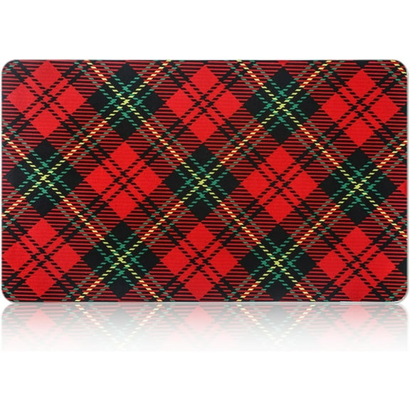 Christmas Plaid Dish Drying Mat for Kitchen Counter 12x19.5 Inch Christmas Coffee Bar Mat Small Absorbent Holiday Dish Drainer Pad for Winter Kitchen Decor