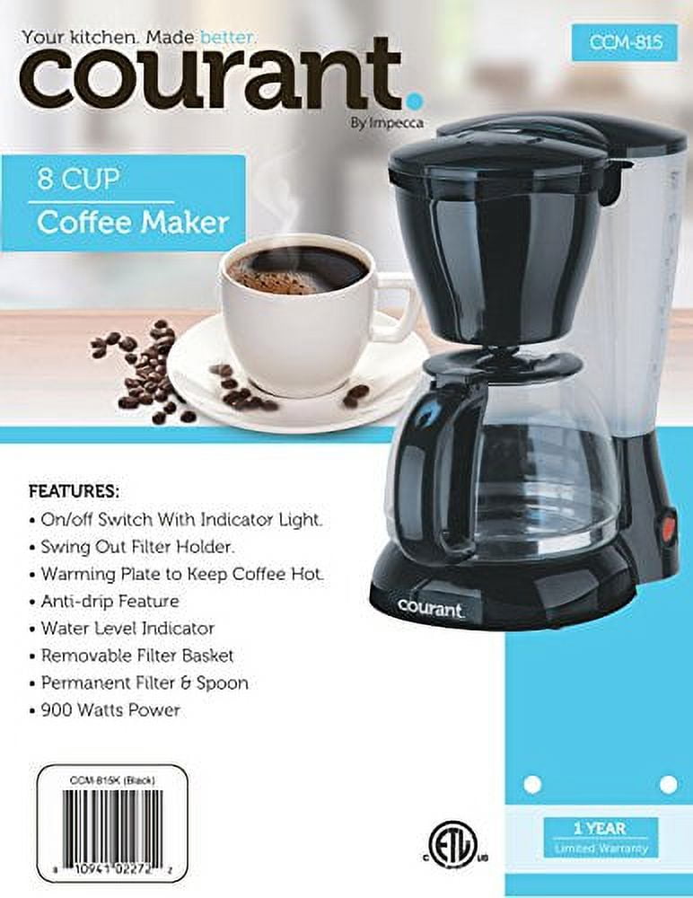 Courant 8 Cup Coffee Maker, Black