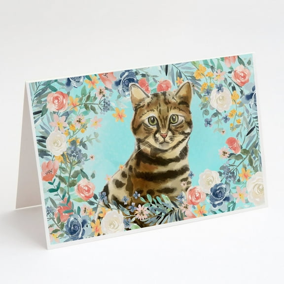 Bengal Spring Flowers Greeting Cards and Envelopes Pack of 8