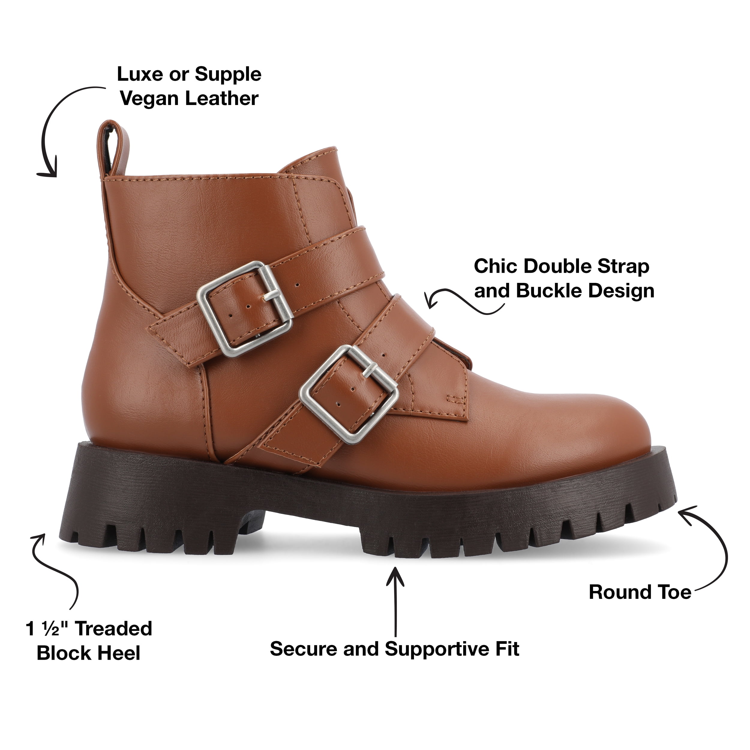 Journee Womens Maebry Treaded Outsole Round Toe Booties